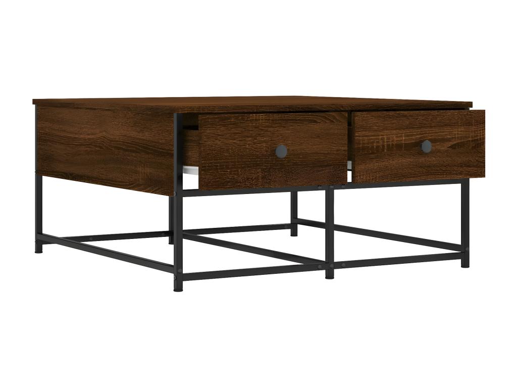 Table basse chêne marron 80x80x40 cm bois d'ingénierie 92286WSNS