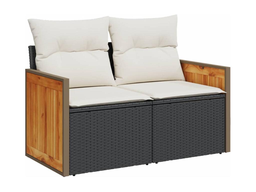 Salon de jardin 11 pcs avec coussins noir résine tressée 46074KYYL