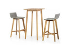 Table de bar carrée et 2 chaises de jardin Nidchicshop massif clair et résine tressée gris Nidchicshop 26567GYZO