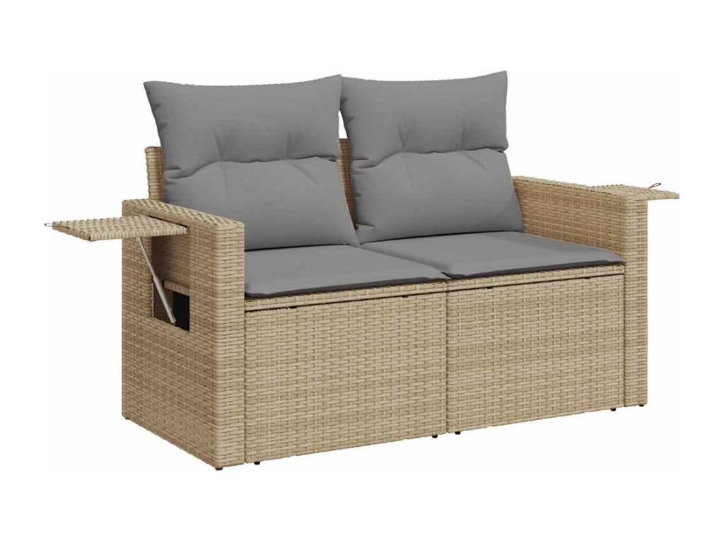 Salon de jardin avec coussins 6 pièces beige résine tressée 54952DMQT