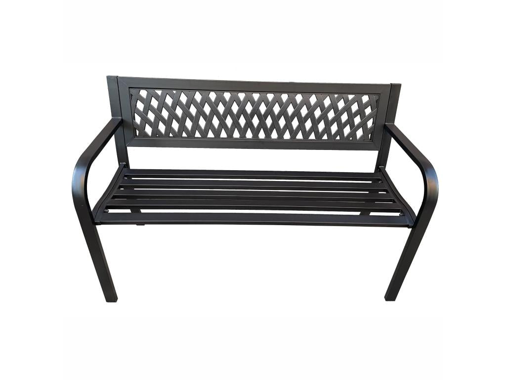 Banc de jardin noir Nidchicshop avec pieds en acier largeur 122 cm 71114RBGV