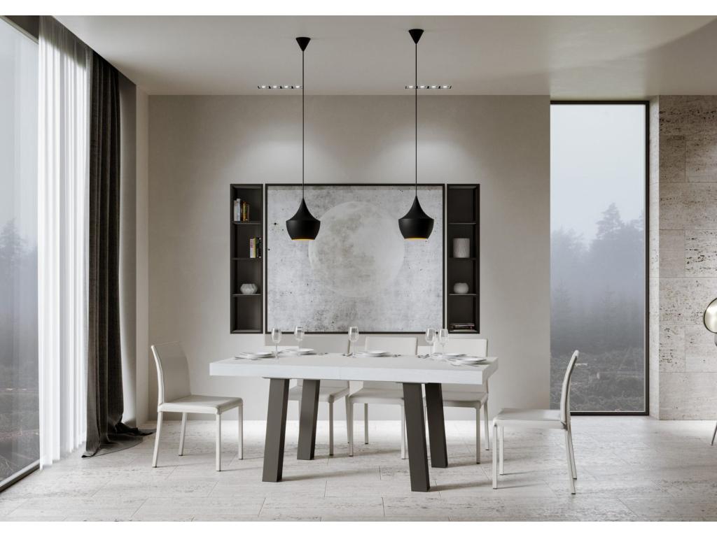 Table extensible 90x180/284 cm Bridge Frêne Blanc cadre Anthracite 86031MPME