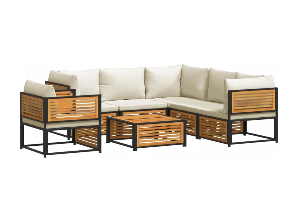 Salon de jardin avec coussins 7 pièces bois massif d'Nidchicshop 75574SLKA