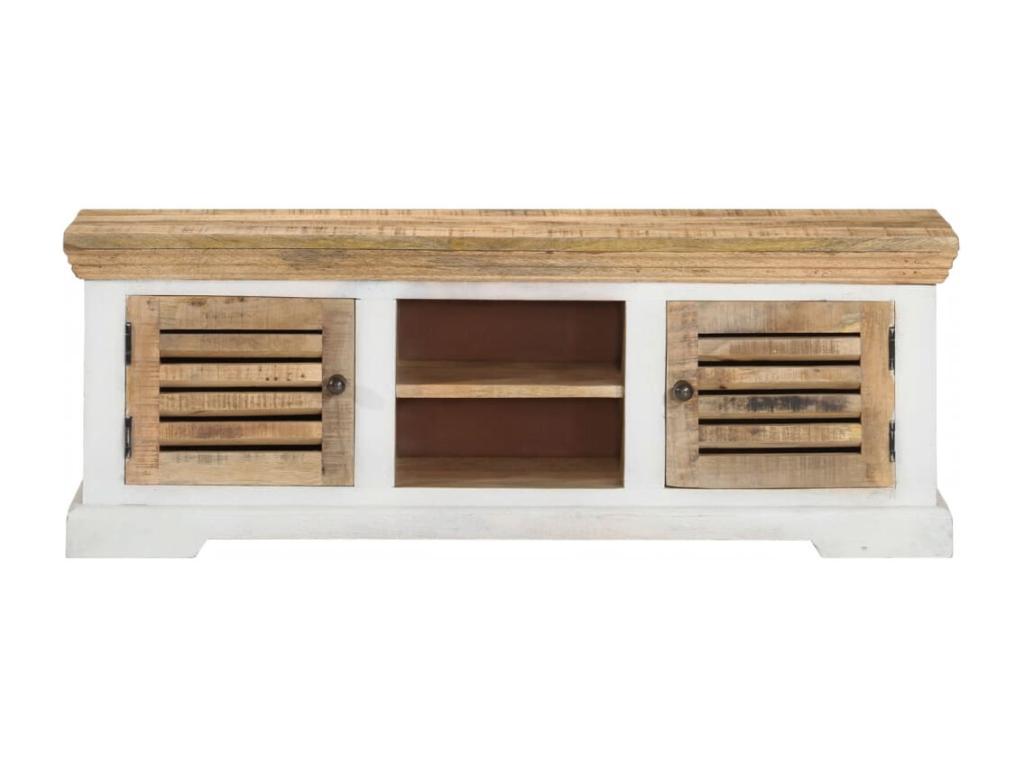 Meuble TV 110x30x40 cm Bois massif de manguier 64627OFWB
