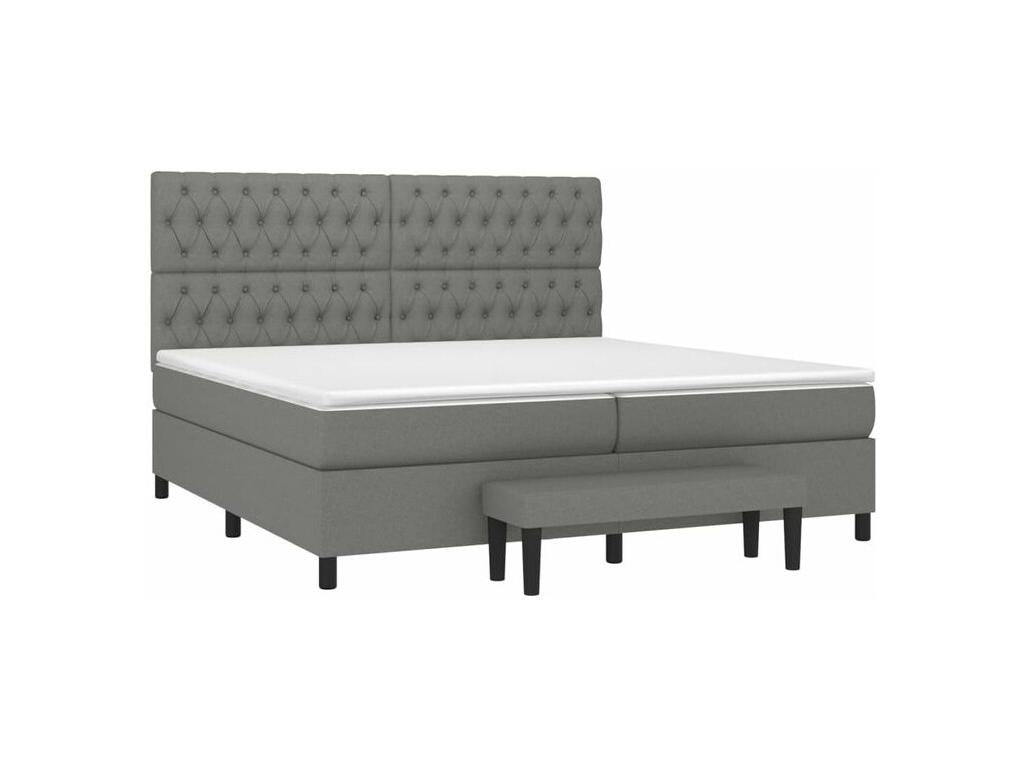 Sommier à Nidchicshop de lit avec matelas Gris foncé 200x200 Tissu 52607EEMQ
