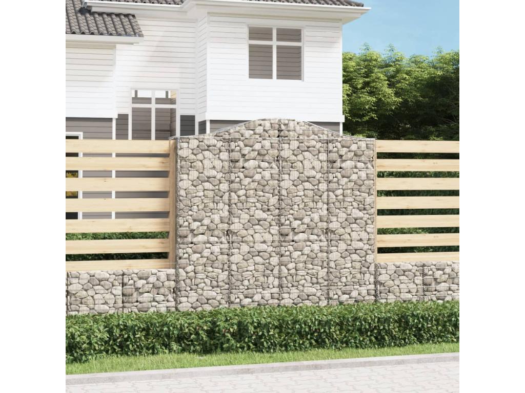 Paniers à gabions arqués 3 pcs 200x50x200-220 Fer galvanisé 78173GFEM