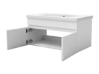 Meuble simple vasque 80cm avec colonne miroir lumineux 3 couleurs dimmable blanc 62763LJXS