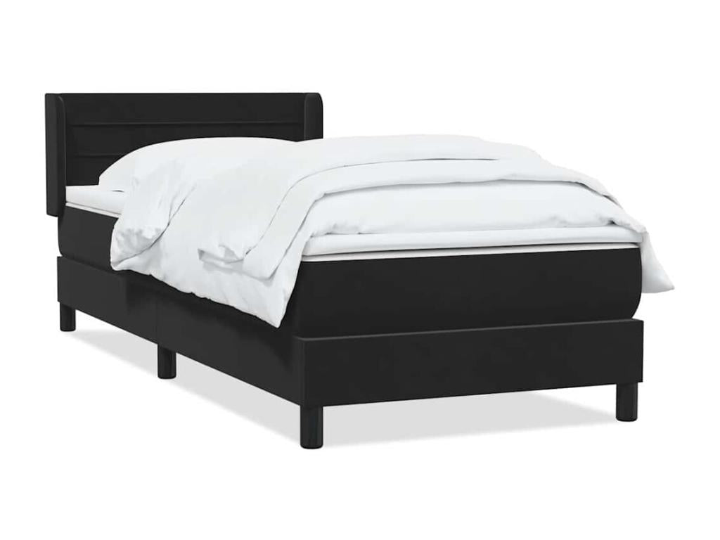 Sommier à Calmetop de lit avec matelas noir 90x210 cm velours 23555MQKA