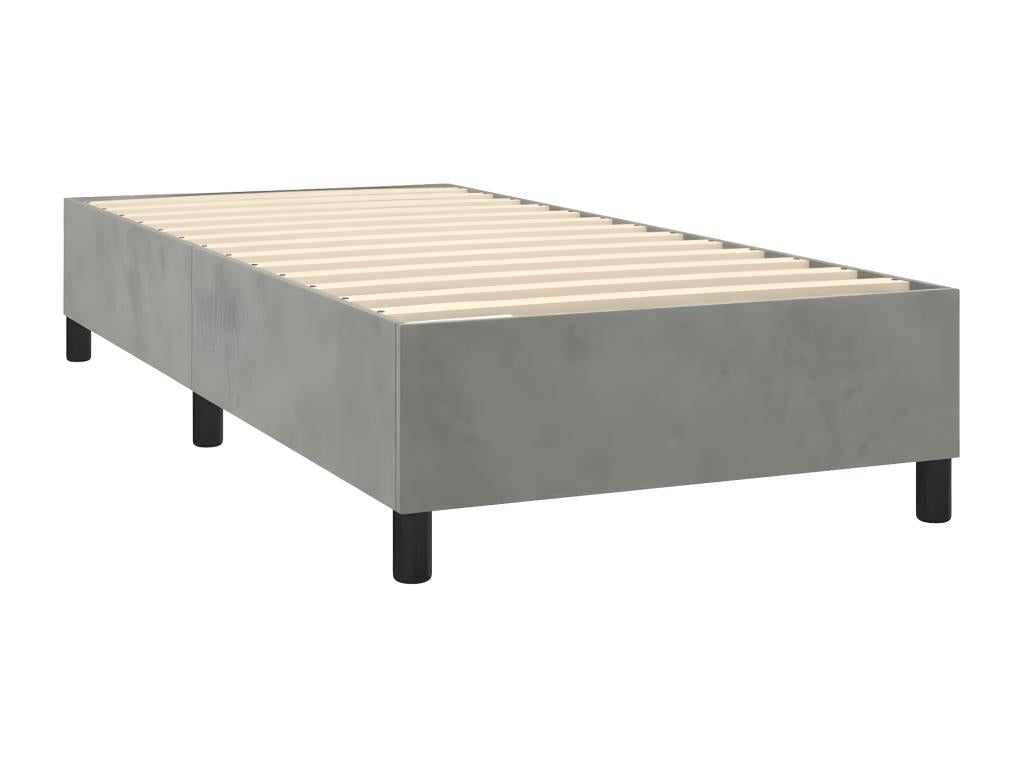 Sommier à Bohometop de lit et matelas Gris clair 80x200 Velours 07876RHWA