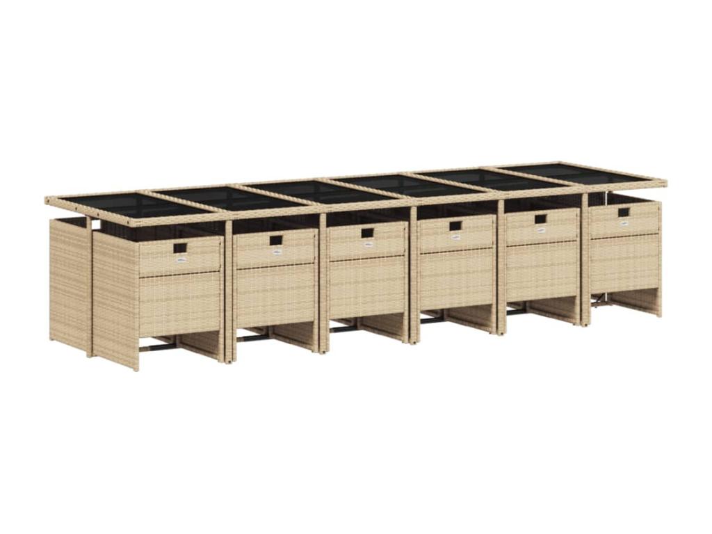 Ensemble à manger de jardin coussins 13 pièces Nidchicshop beige rotin 24774ESPF