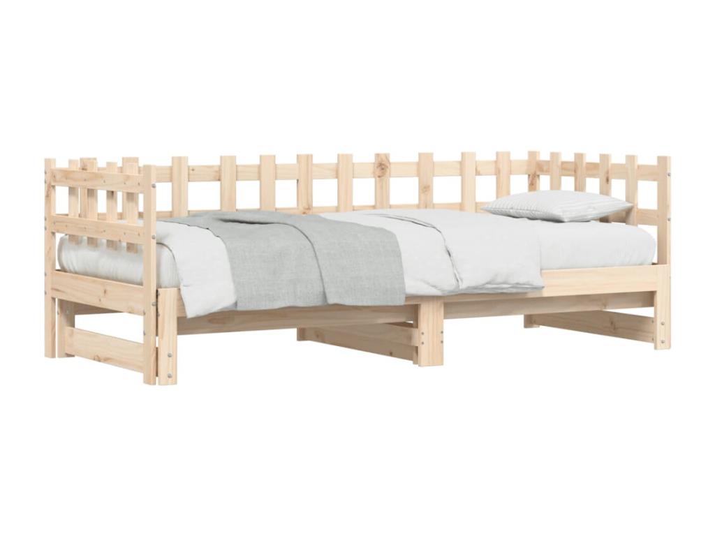 Lit coulissant 2x 90x190 cm Bois de pin massif 21668HPKQ