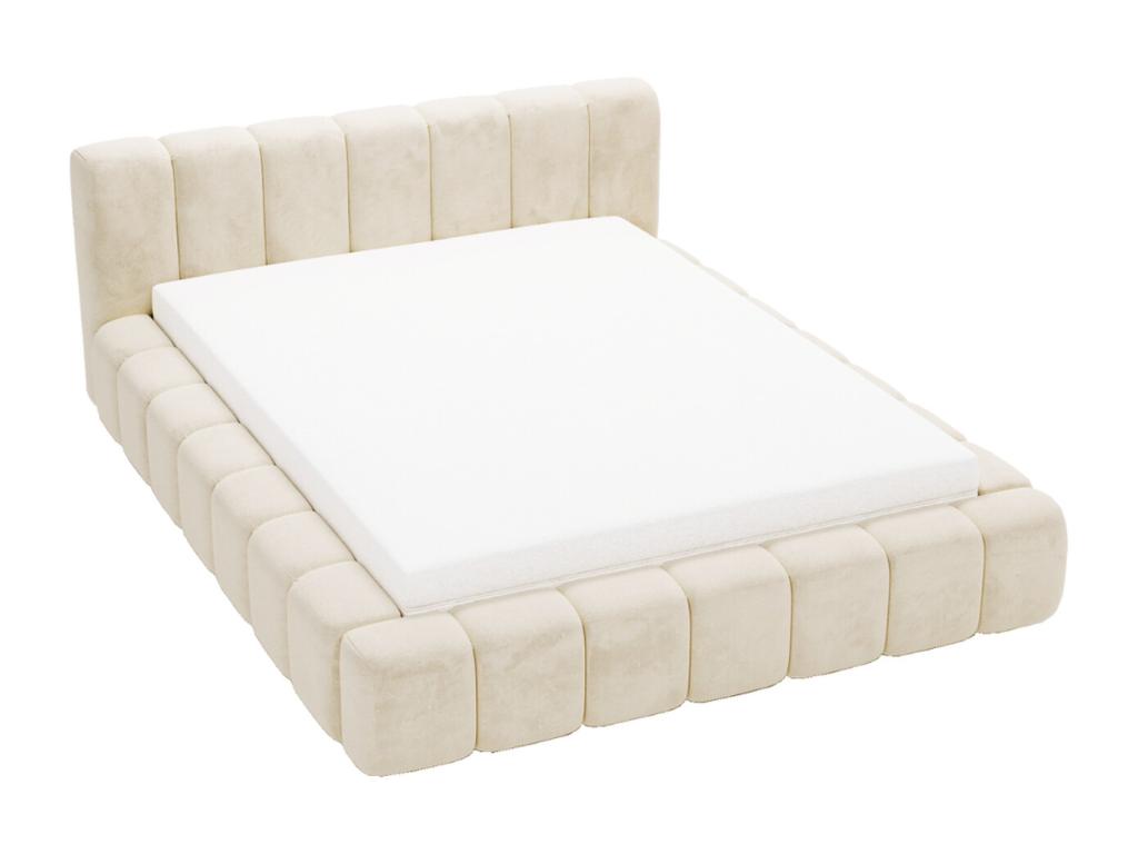 Lit rembourré avec rangement - 160x200 - lit double - velours - crème - Nidchicshop 96510ERWG