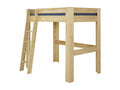 Pack mezzanine éclairée 2 places avec matelas 120x190 cm bois massif bois naturel Bohometop 13053FZGS