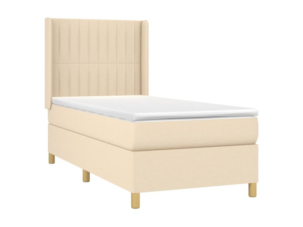 Sommier à Bohometop de lit matelas et LED Crème 90x190 cm Tissu 13341QZYW