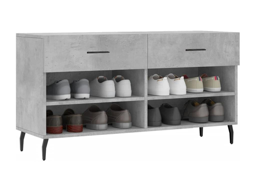 Banc à chaussures gris béton 102x35x55 bois d'ingénierie 50108PSMX