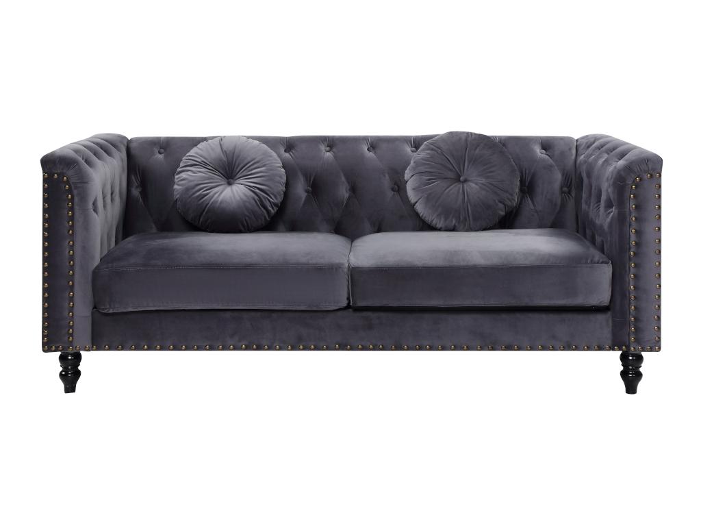 Canapé 3 places en velours Calmetop - Anthracite 64225BOEZ
