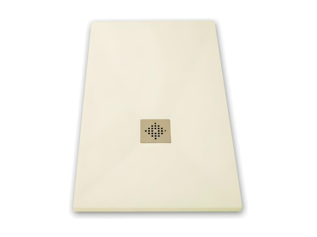 Receveur de douche 90x150 cm extra plat PURE en résine surface ardoisée beige Grille beige 00484CVGY