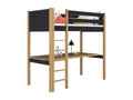 Lit mezzanine en bois - avec bureau N06 Noir / Chêne Naturel 90x190 12527HABM
