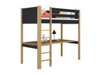 Lit mezzanine en bois - avec bureau N06 Noir / Chêne Naturel 90x190 12527HABM