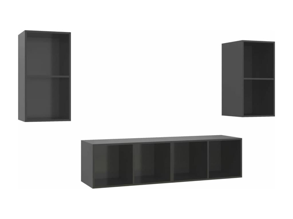 Meubles TV muraux 4 pcs Gris brillant Bois d'ingénierie 09188LZFI