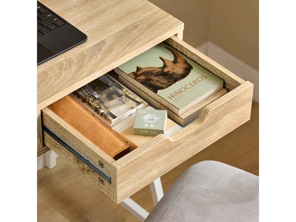 Bureau Informatique Table de Bureau Secrétaire Table Plan de Travail avec tiroir étagère FWT63-N 13711GZAI