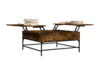 Table basse chêne fumé 95x95x45 cm bois d'ingénierie et métal 35253ZUNW
