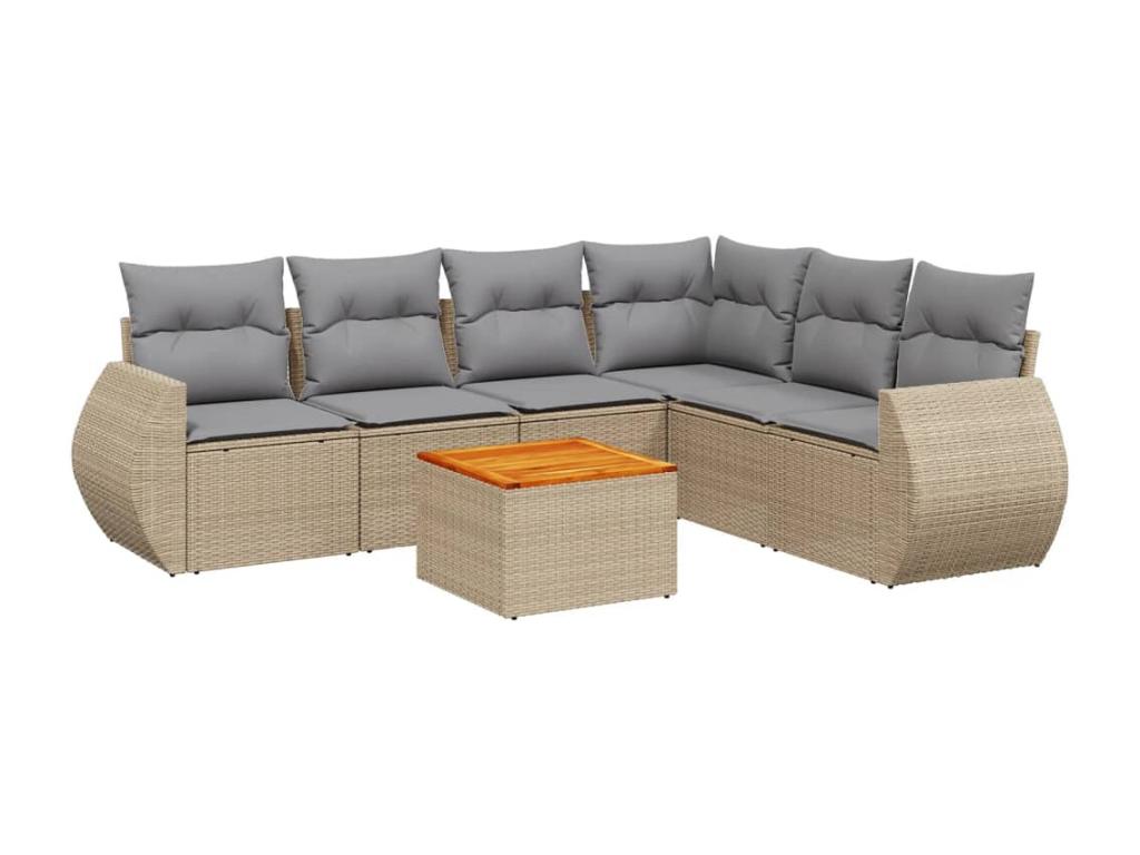 Salon de jardin avec coussins 7 pcs beige résine tressée 78859JYJE