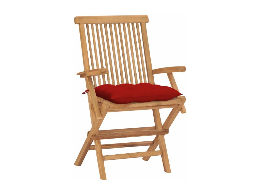 Chaises de jardin et coussins rouge lot de 4 Bois teck massif 61309RFTS