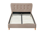 Lit 140x190 cm avec tête de lit capitonnée - Tissu - Beige - Calmetop 48425KROZ