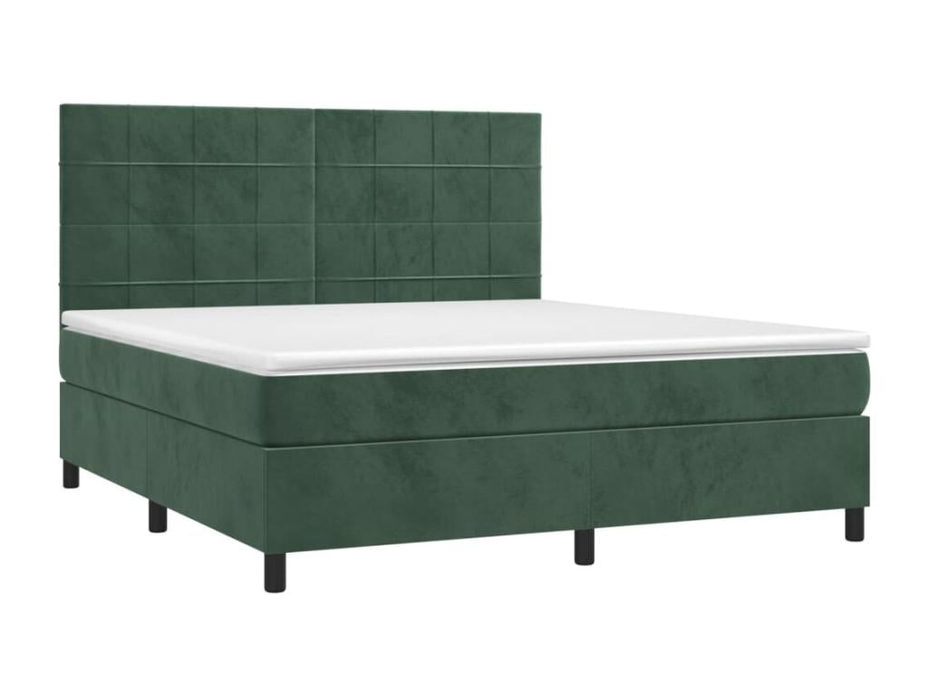 Lit à sommier tapissier et matelas Vert foncé 160x200cm Velours 44947OCIA