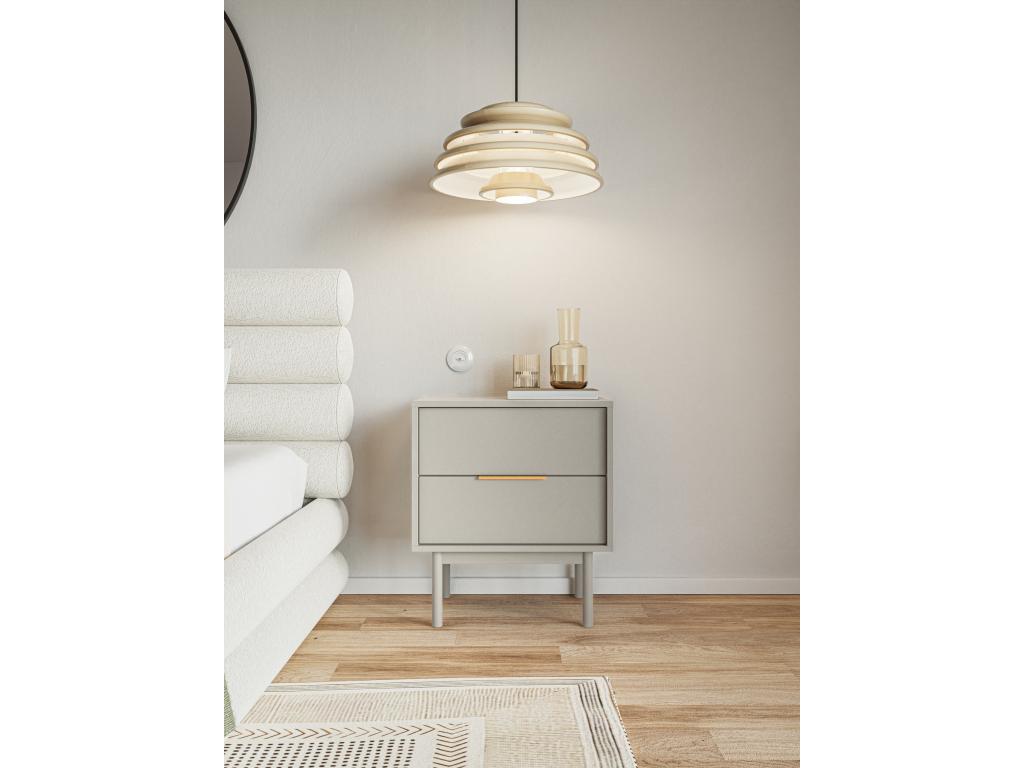Table de chevet - 54 cm - avec deux tiroirs - Nidchicshop gris-beige - Nidchicshop 09178GHEN