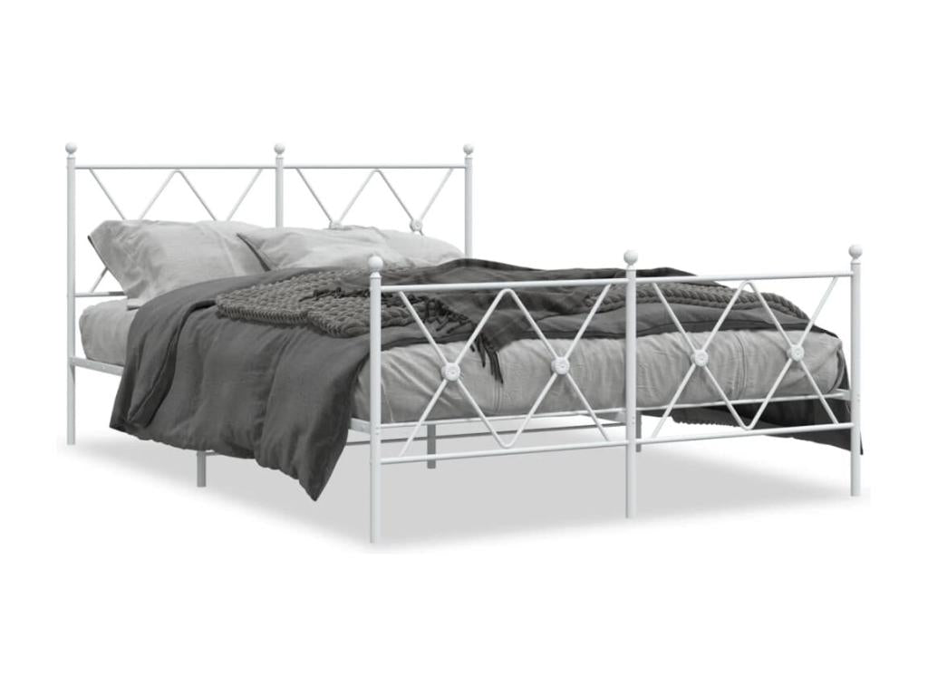 Cadre de lit métal avec tête de lit/pied de lit blanc 137x190cm 11388RNVG