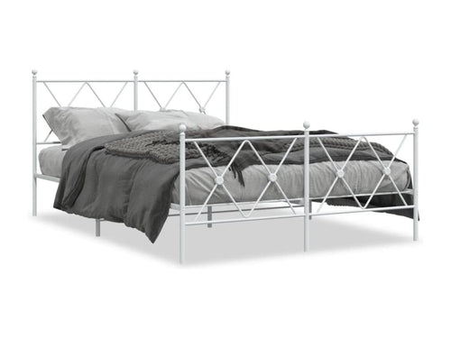 Cadre de lit métal avec tête de lit/pied de lit blanc 137x190cm 11388RNVG
