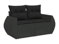 Salon de jardin 9 pièces avec coussins noir résine tressée 84806NSFB