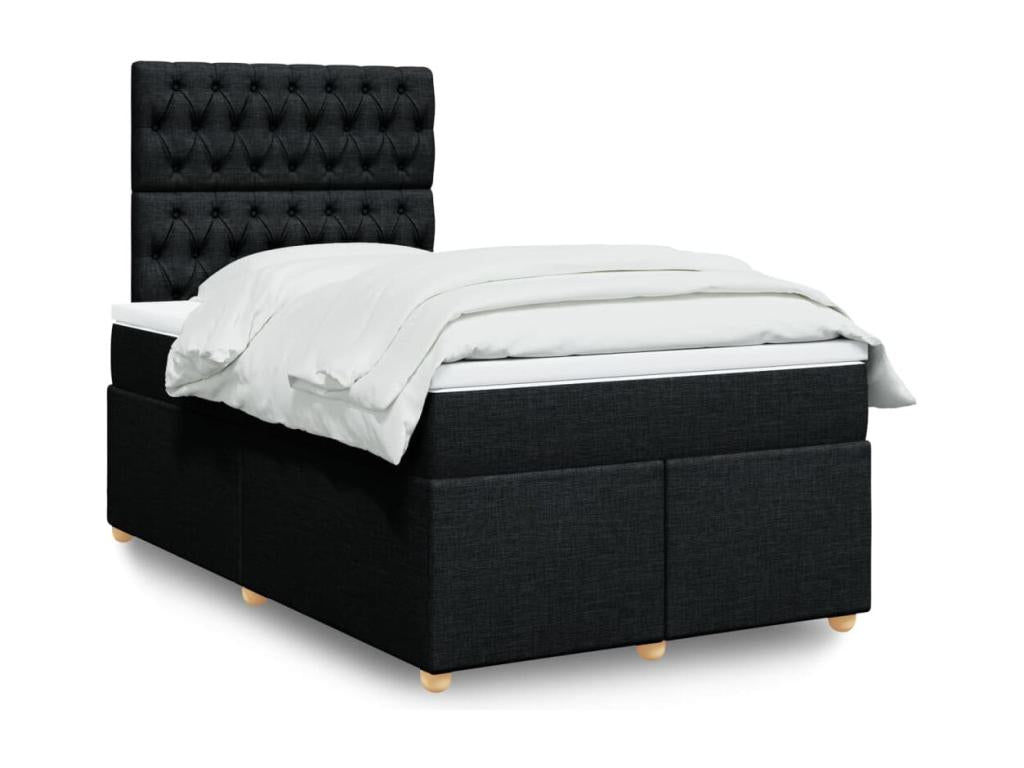 Sommier à Nidchicshop de lit avec matelas noir 120x190 cm tissu 07851UUDN