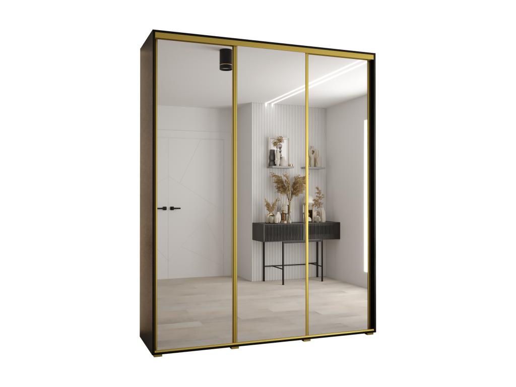 ARMOIRE Calmetop 2 À PORTES COULISSANTES 235.2/190/45 3 portes Noir/Noir/Or 43682IVIQ