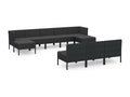 Salon de jardin 10 pcs avec coussins Résine tressée Noir 68839OSBW