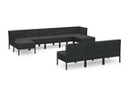 Salon de jardin 10 pcs avec coussins Résine tressée Noir 68839OSBW