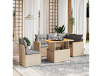 Salon de jardin avec coussins 6 pièces beige résine tressée 09141EDXM