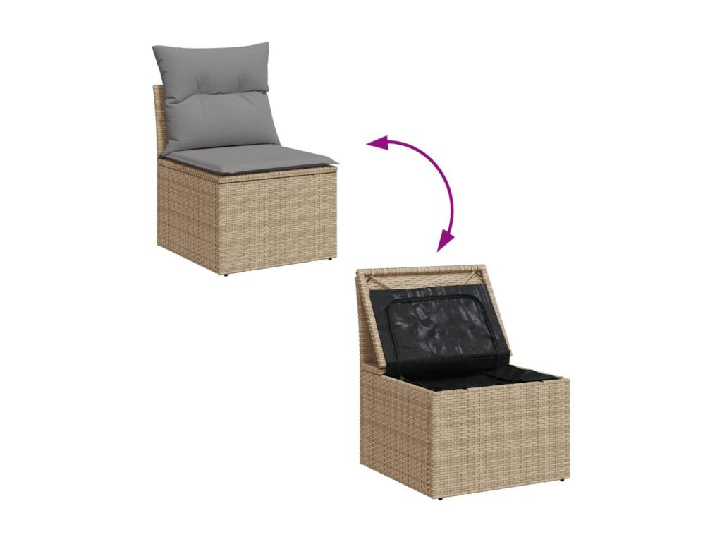 Salon de jardin avec coussins 7 pièces Nidchicshop beige résine tressée 80128TNQZ