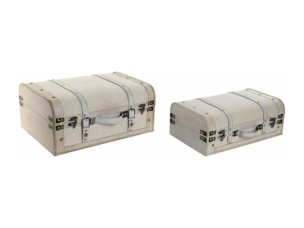 Set de 2 coffres de rangement en polyester blanc 82147XCIP