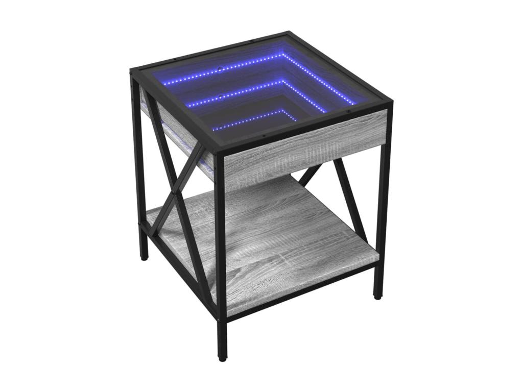 Table de chevet avec LED infini Bohometop gris 40x40x49 cm 68389DYTQ