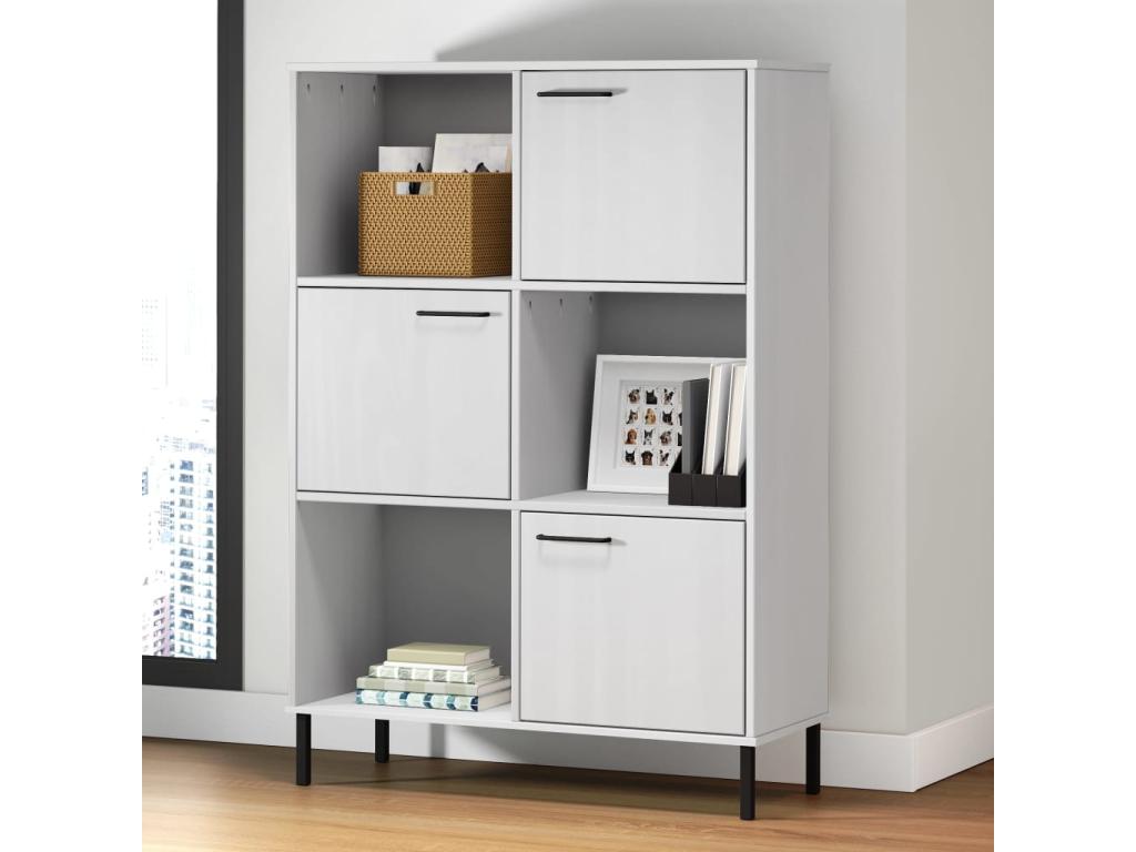 Bibliothèque avec pieds en métal Blanc 90x35x128.5 Bois Calmetop 68348ZVHU