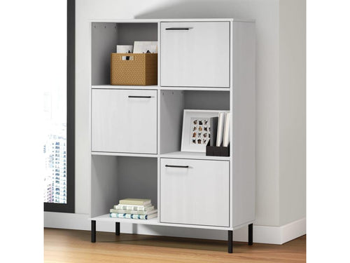 Bibliothèque avec pieds en métal Blanc 90x35x128.5 Bois Calmetop 68348ZVHU