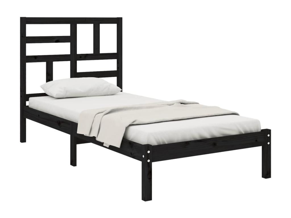 Cadre de lit Noir Bois massif 75x190 cm Petit simple 84999CCXP