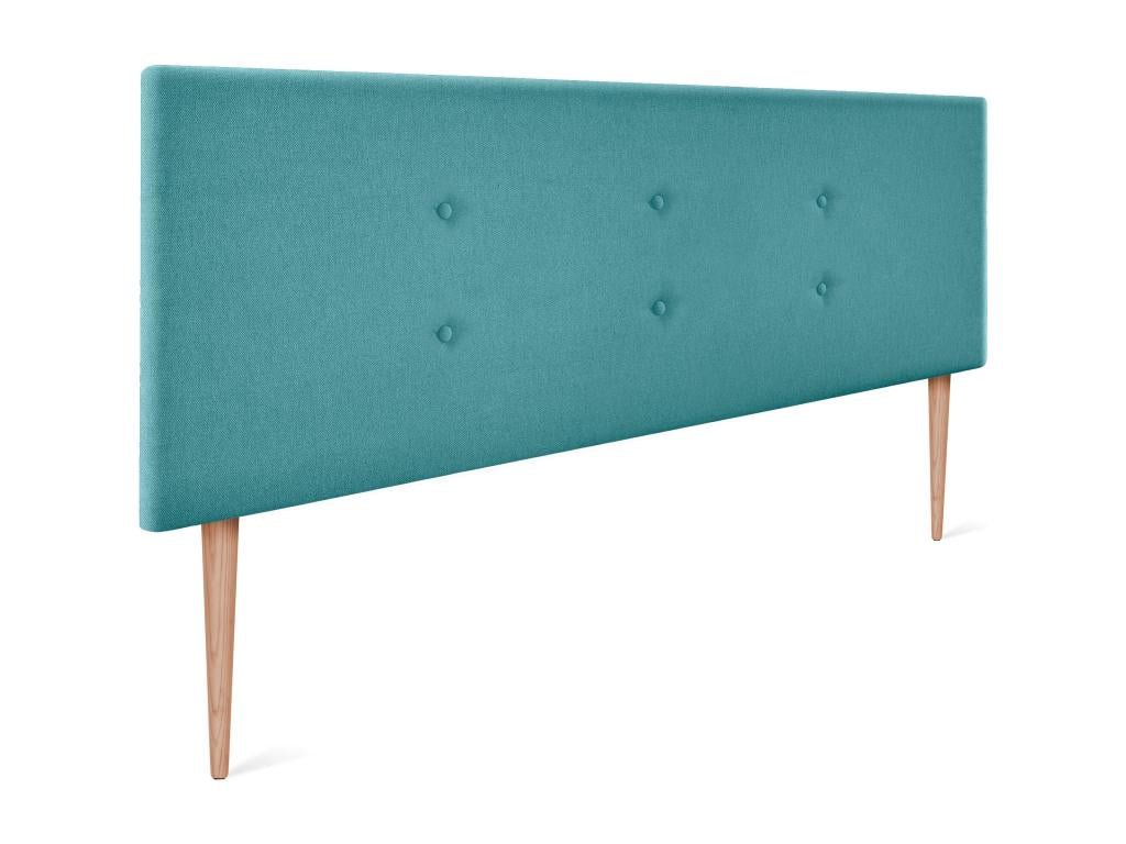 Calmetop Tête de lit en tissu Calmetop avec 2 Calmetopées de boutons 135x105cm avec pieds Lits 120/135 - Turquoise 38492NPEX