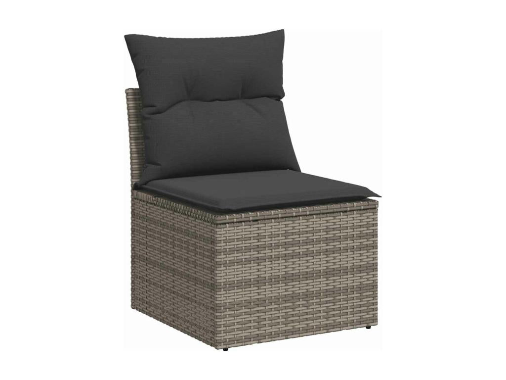 Salon de jardin avec coussins 7 pièces gris résine tressée 82415OXRU