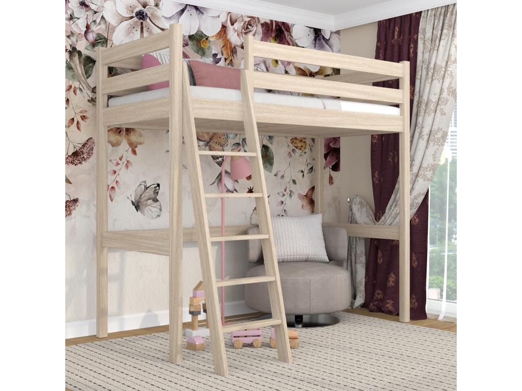 Lit mezzanine en chêne N03 Chêne Blanchi 100x180 95620XGQV