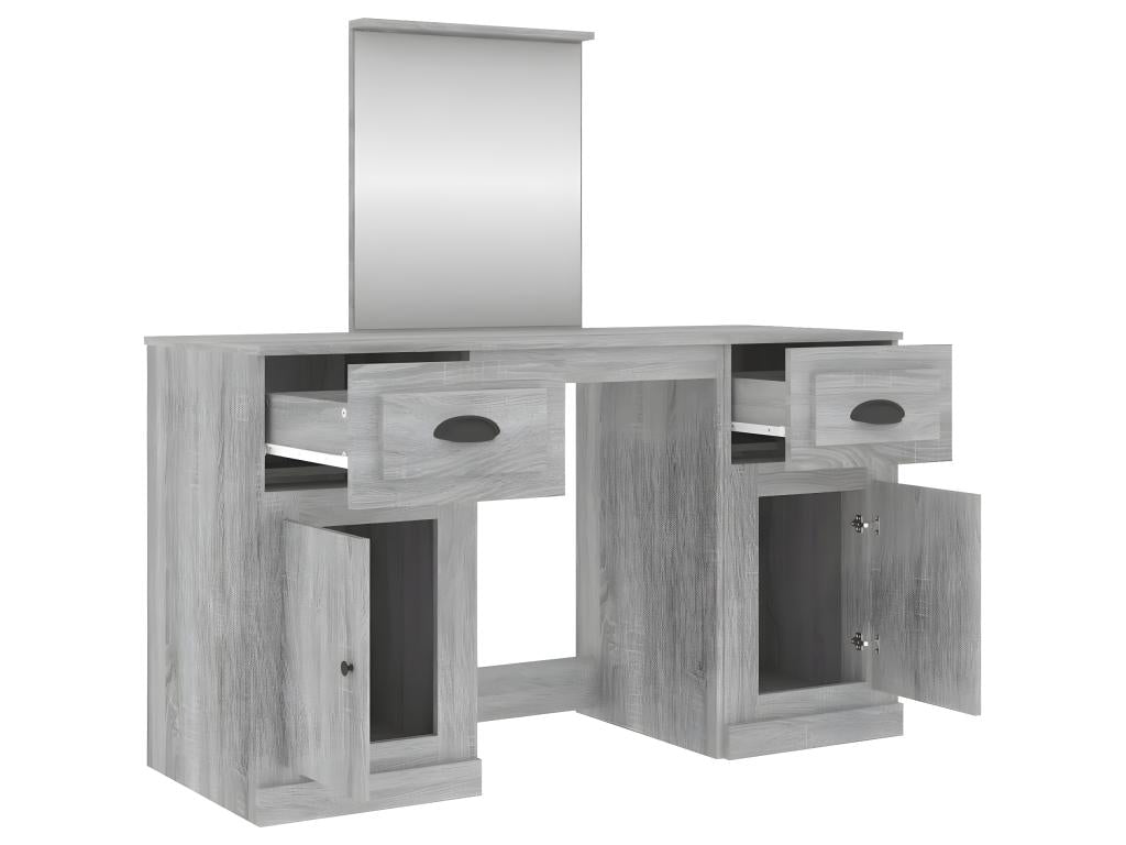 Coiffeuse avec miroir Calmetop gris 130x50x132.5 cm 35115WCOS