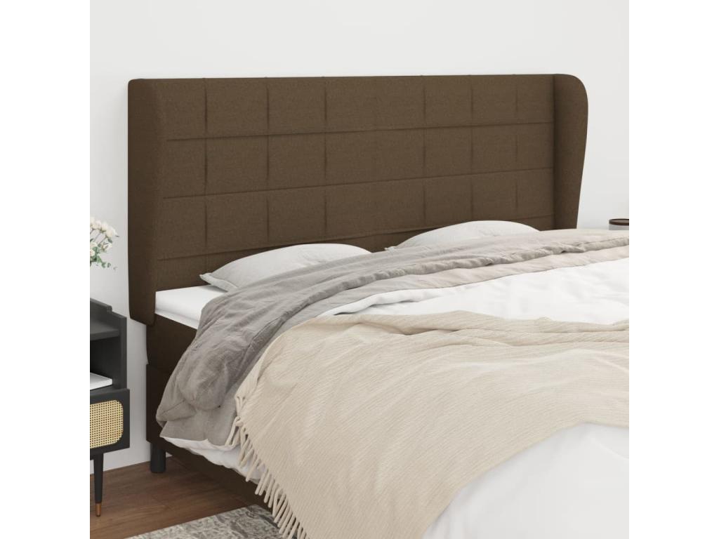 Tête de lit avec oreilles Marron foncé 203x23x118/128 cm Tissu 13924QGYD